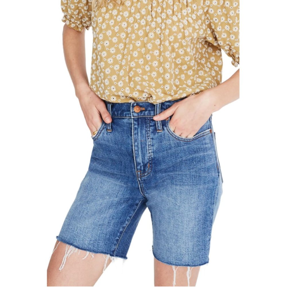 NWT Madewell High Rise Mid Length Denim Shorts 27